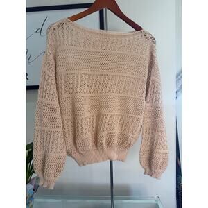 Open-Knit Crochet Sweater-Medium